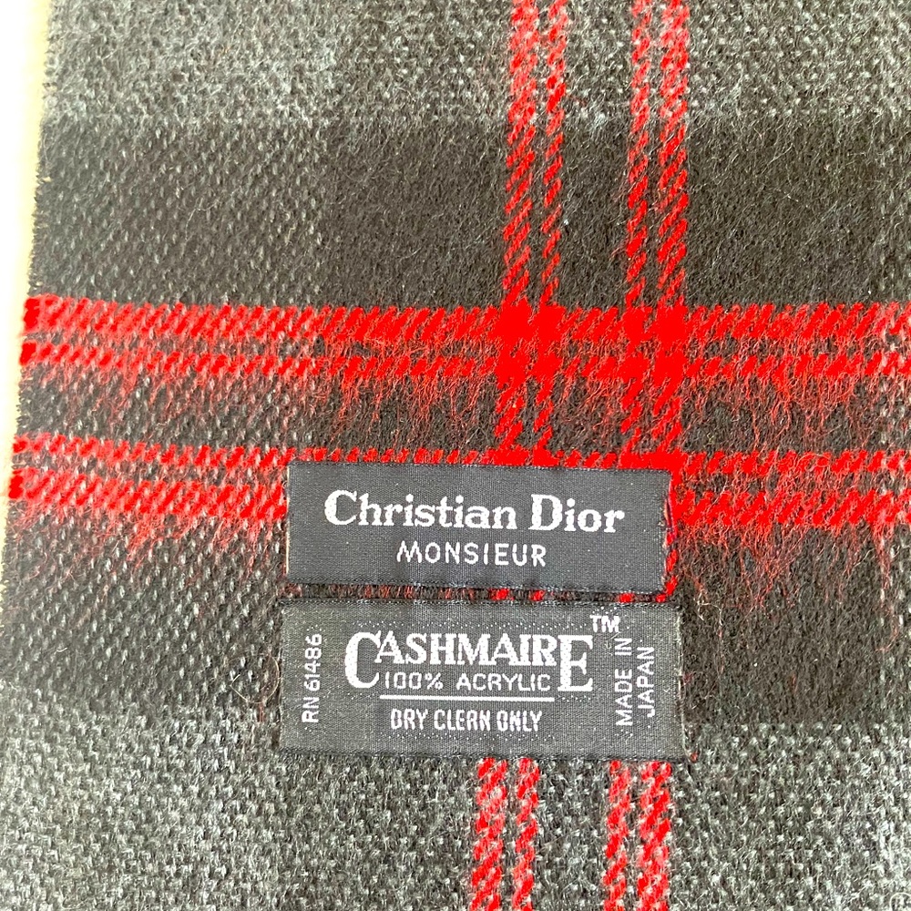 Christian Dior vintage men’s acrylic plaid scarf - Picture 3 of 6